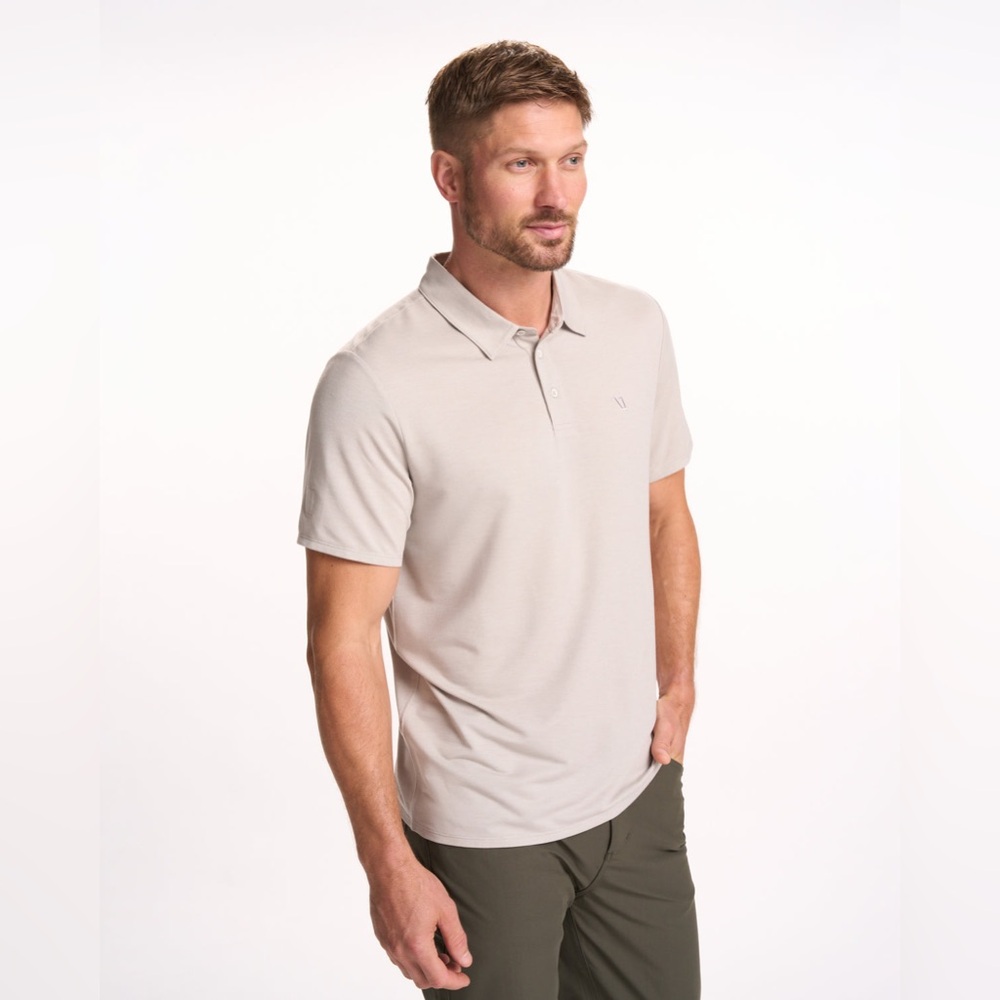 Vuori Knit Twill Polo - Beachsand Heather - S - Picture 3 of 10
